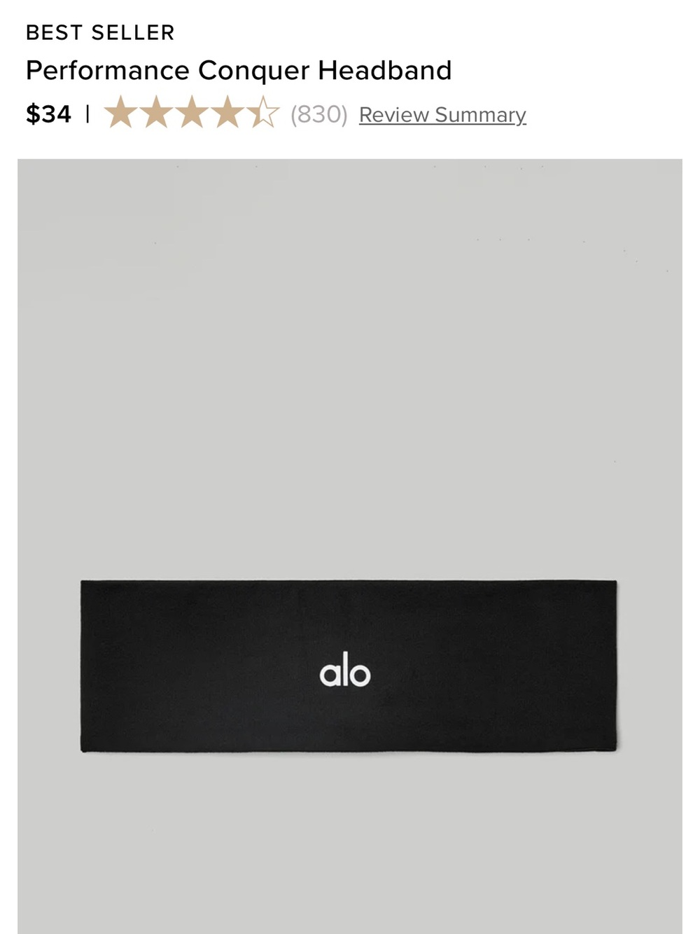 ALO Yoga Black Performance Conquer Headband